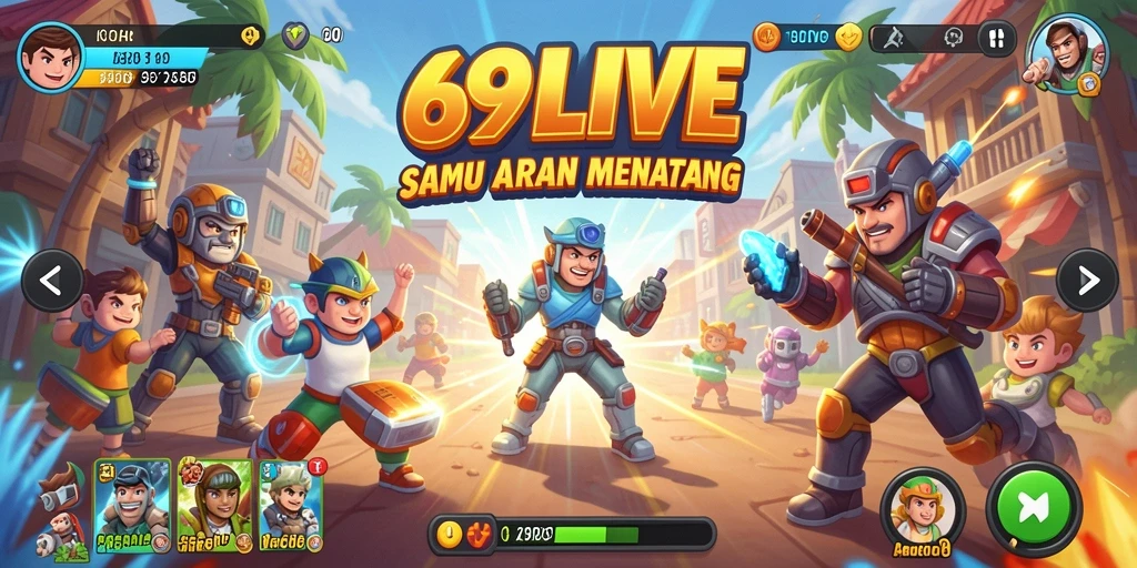 Tampilan gameplay seru dari 69LIVE yang penuh warna dan aksi.