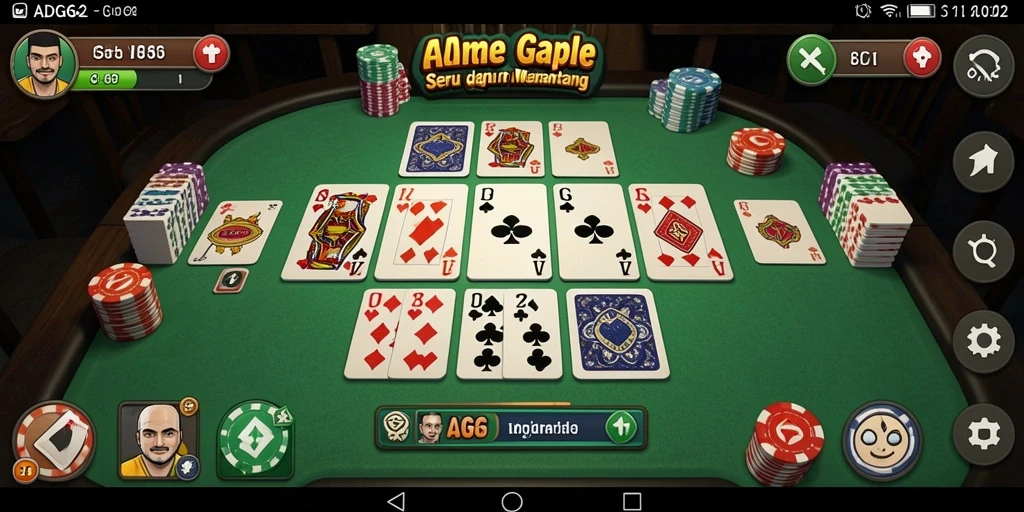 Tampilan gameplay seru dalam ADG62 menunjukkan aksi Gaple yang mendebarkan.