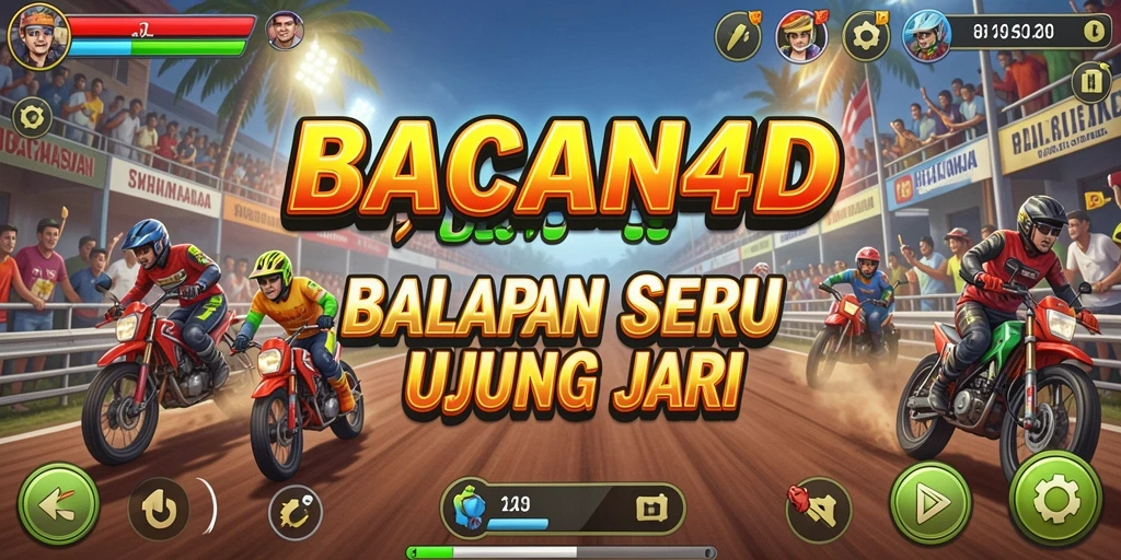 Tampilan gameplay menegangkan di BACAN4D dengan mobil balap yang cepat.