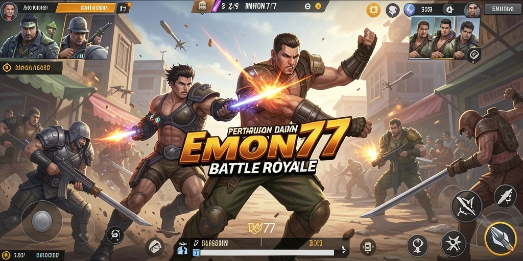 Gameplay seru di EMON77 dengan pertempuran intens.