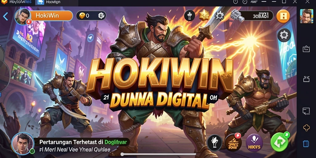 Screenshot HOKIWIN menunjukkan pertarungan karakter yang intens.