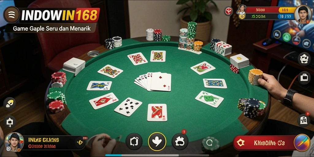 Screenshot gameplay INDOWIN168 menunjukkan serunya bermain Gaple.