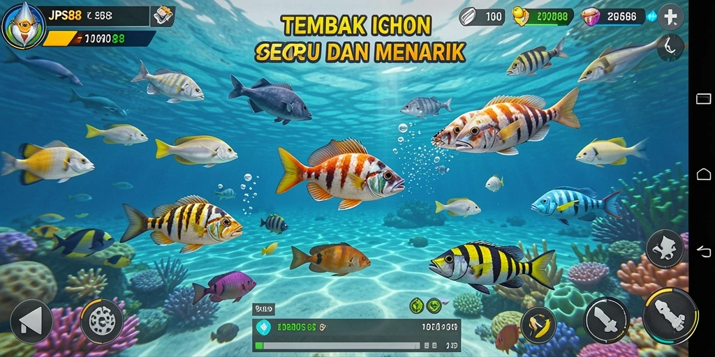Tampilan gameplay menarik dalam JPS88 saat menangkap ikan.