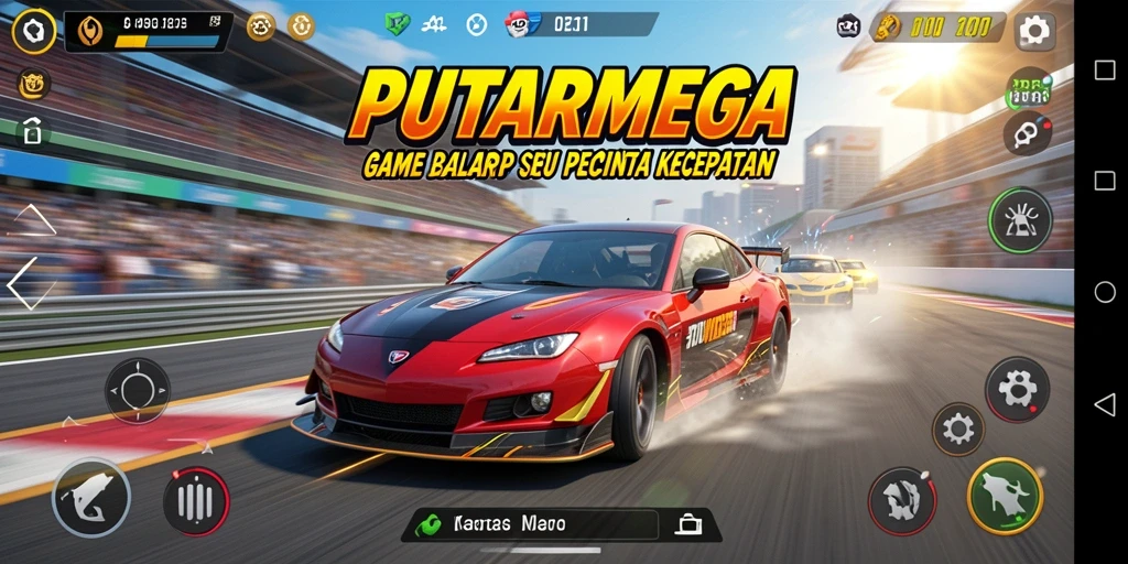 Gameplay balap yang mendebarkan di PUTARMEGA.