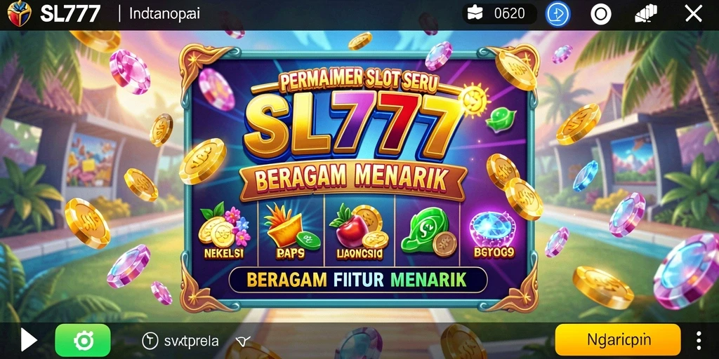 Tampilan utama gameplay SL777 dengan mesin slot yang menggoda.
