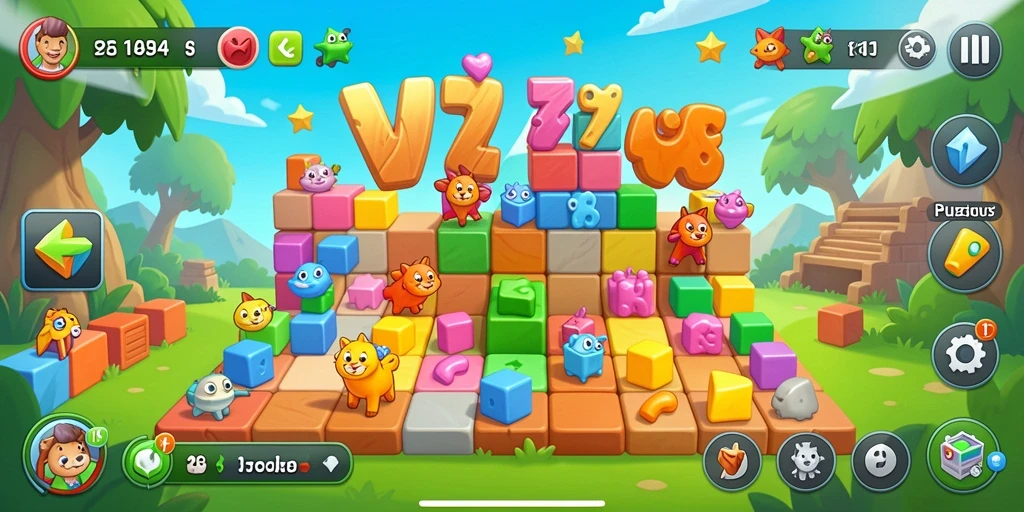 Tampilan gameplay V98 dengan tantangan Puzzle yang seru.