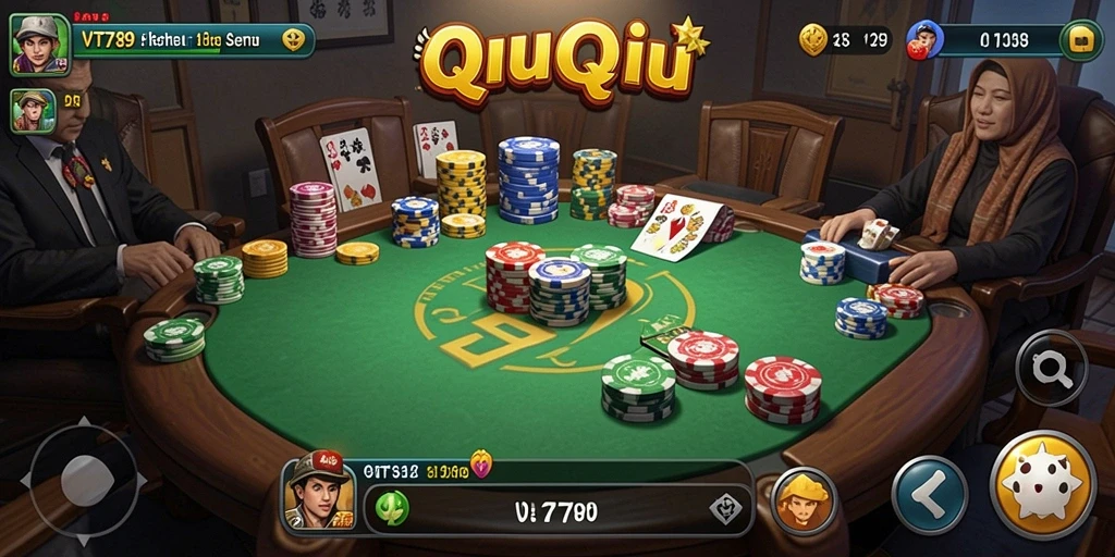 Screenshot menampilkan gameplay seru dalam bermain QiuQiu di VT789.